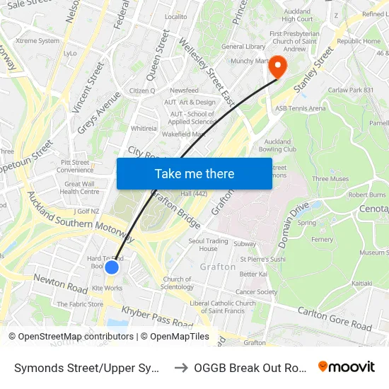 Symonds Street/Upper Symonds Street to OGGB Break Out Room Level3 map