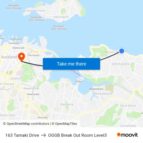 163 Tamaki Drive to OGGB Break Out Room Level3 map