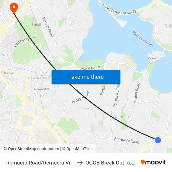 Remuera Road/Remuera Village Shops to OGGB Break Out Room Level3 map