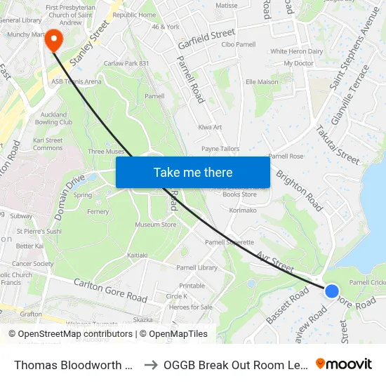 Thomas Bloodworth Park to OGGB Break Out Room Level3 map