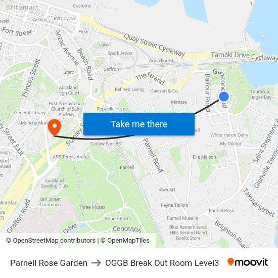 Parnell Rose Garden to OGGB Break Out Room Level3 map