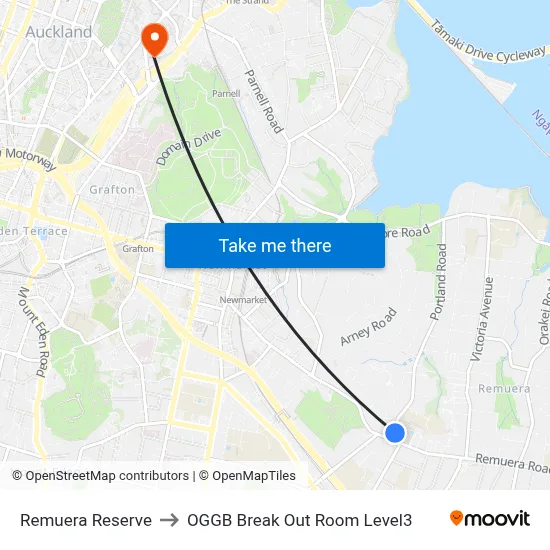 Remuera Reserve to OGGB Break Out Room Level3 map