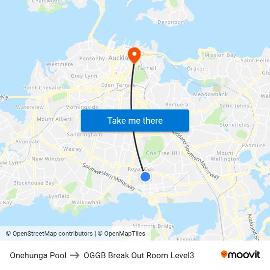 Onehunga Pool to OGGB Break Out Room Level3 map