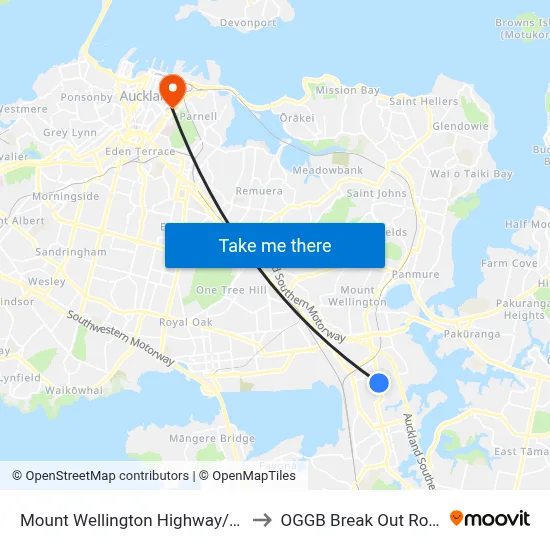 Mount Wellington Highway/Panama Road to OGGB Break Out Room Level3 map