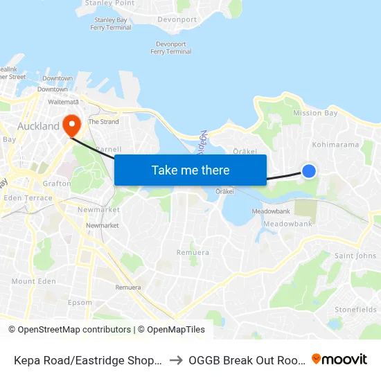 Kepa Road/Eastridge Shopping Centre to OGGB Break Out Room Level3 map