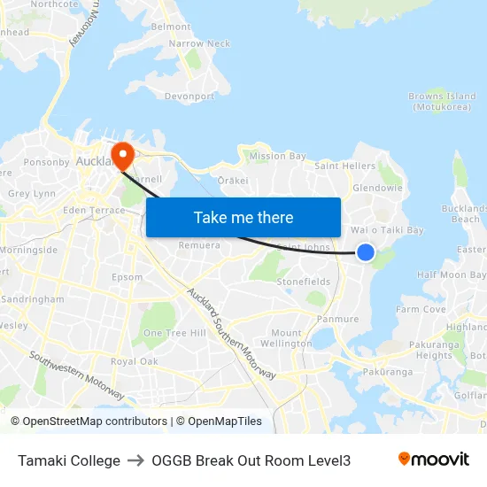 Tamaki College to OGGB Break Out Room Level3 map