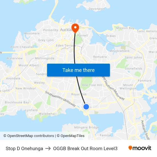 Stop D Onehunga to OGGB Break Out Room Level3 map