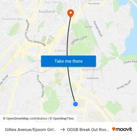 Gillies Avenue/Epsom Girls Grammar to OGGB Break Out Room Level3 map