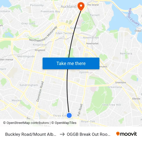Buckley Road/Mount Albert Road to OGGB Break Out Room Level3 map