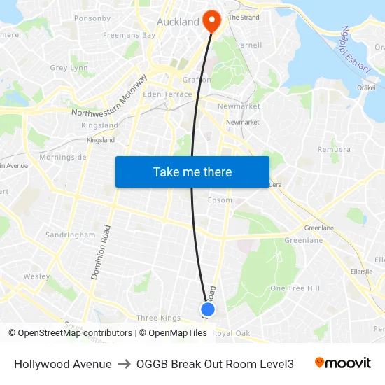 Hollywood Avenue to OGGB Break Out Room Level3 map