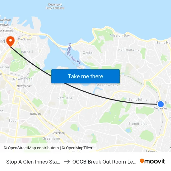 Stop A Glen Innes Station to OGGB Break Out Room Level3 map