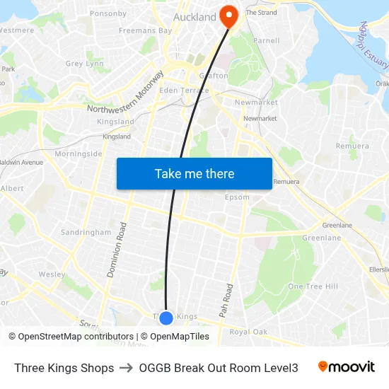 Three Kings Shops to OGGB Break Out Room Level3 map