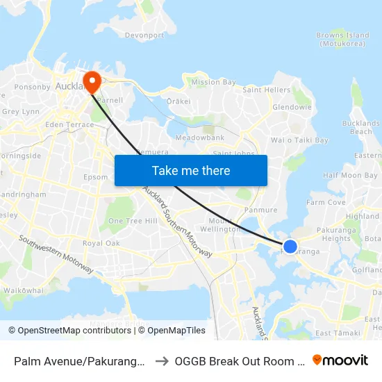 Palm Avenue/Pakuranga Plaza to OGGB Break Out Room Level3 map
