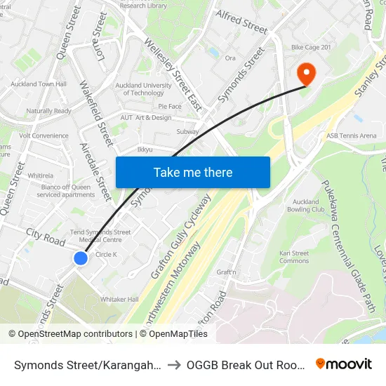 Symonds Street/Karangahape Road to OGGB Break Out Room Level3 map