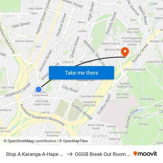 Stop A Karanga-A-Hape Station to OGGB Break Out Room Level3 map