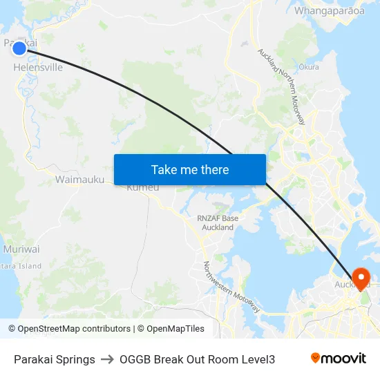 Parakai Springs to OGGB Break Out Room Level3 map