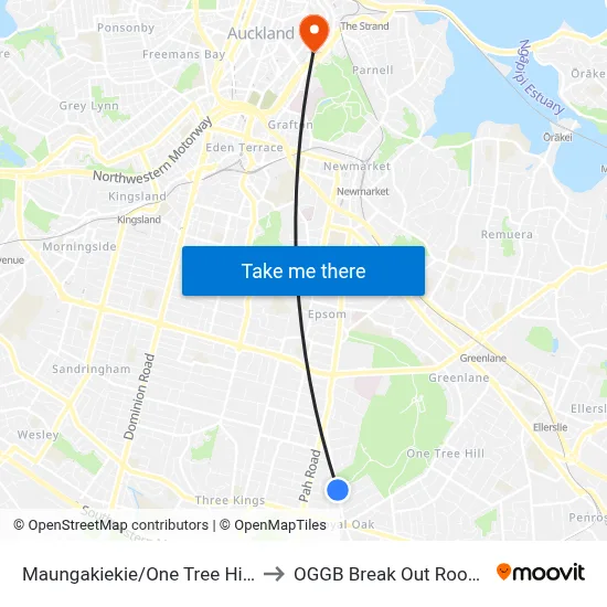 Maungakiekie/One Tree Hill Domain to OGGB Break Out Room Level3 map