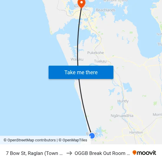 7 Bow St, Raglan (Town Centre) to OGGB Break Out Room Level3 map