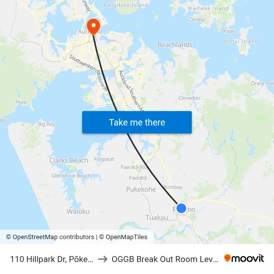 110 Hillpark Dr, Pōkeno to OGGB Break Out Room Level3 map