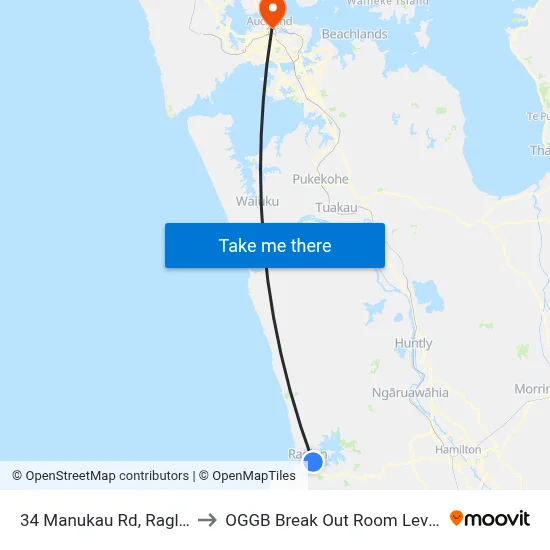 34 Manukau Rd, Raglan to OGGB Break Out Room Level3 map