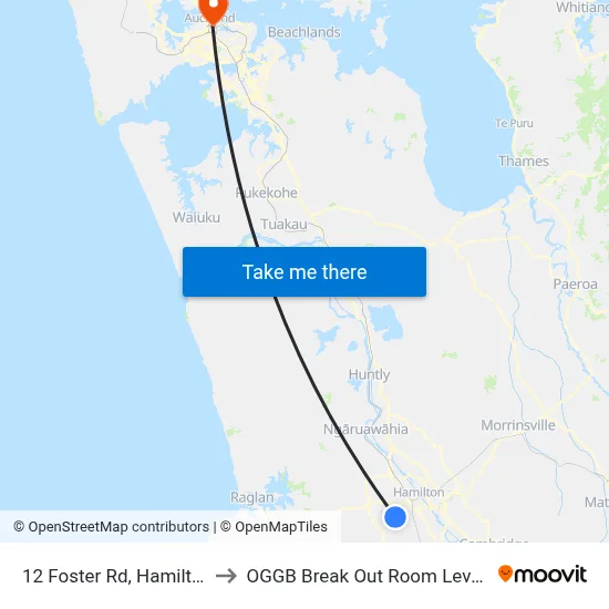 12 Foster Rd, Hamilton to OGGB Break Out Room Level3 map