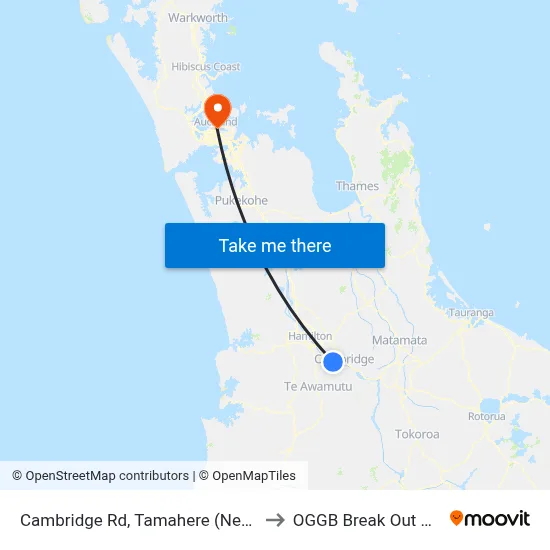 Cambridge Rd, Tamahere (Near Racecourse Rd) to OGGB Break Out Room Level3 map