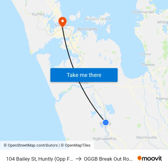 104 Bailey St, Huntly (Opp Four Square) to OGGB Break Out Room Level3 map