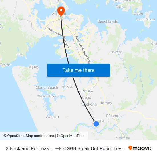2 Buckland Rd, Tuakau to OGGB Break Out Room Level3 map