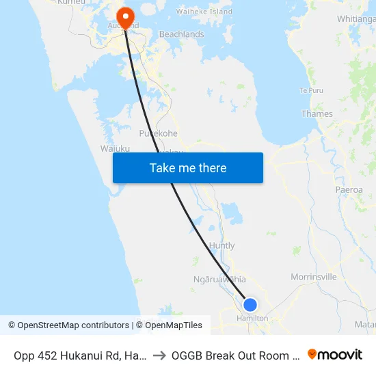Opp 452 Hukanui Rd, Hamilton to OGGB Break Out Room Level3 map