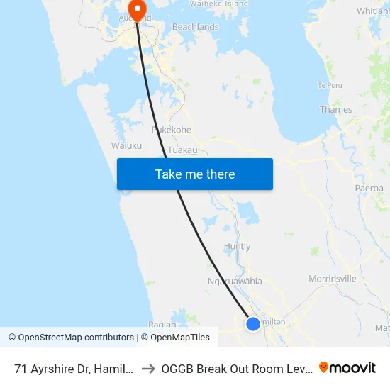 71 Ayrshire Dr, Hamilton to OGGB Break Out Room Level3 map
