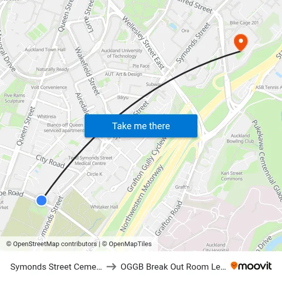 Symonds Street Cemetery to OGGB Break Out Room Level3 map