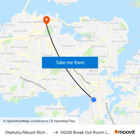 Otahuhu/Mount Richmond to OGGB Break Out Room Level3 map