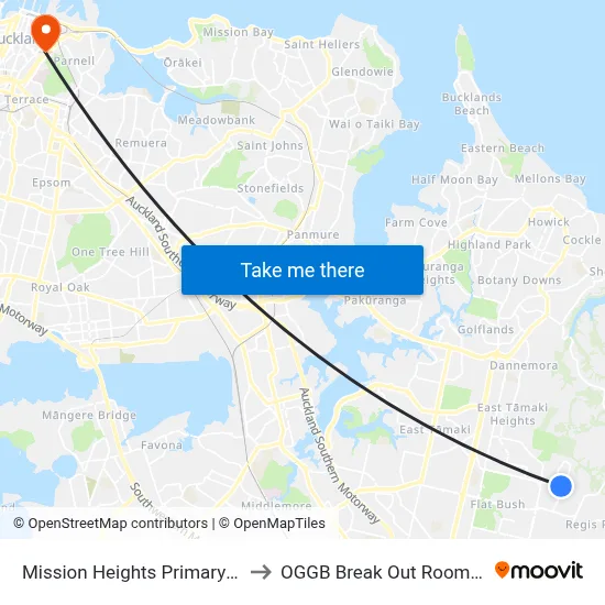 Mission Heights Primary School to OGGB Break Out Room Level3 map