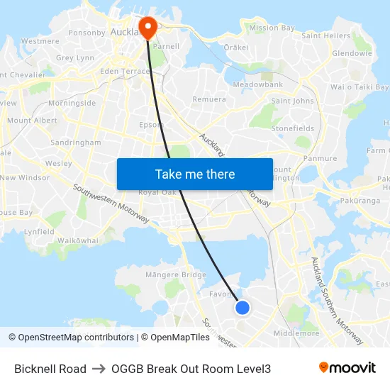 Bicknell Road to OGGB Break Out Room Level3 map