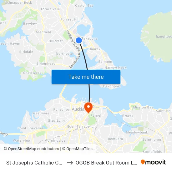 St Joseph's Catholic Church to OGGB Break Out Room Level3 map