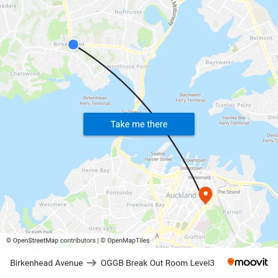 Birkenhead Avenue to OGGB Break Out Room Level3 map