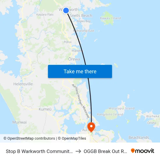 Stop B Warkworth Community Transport Hub to OGGB Break Out Room Level3 map
