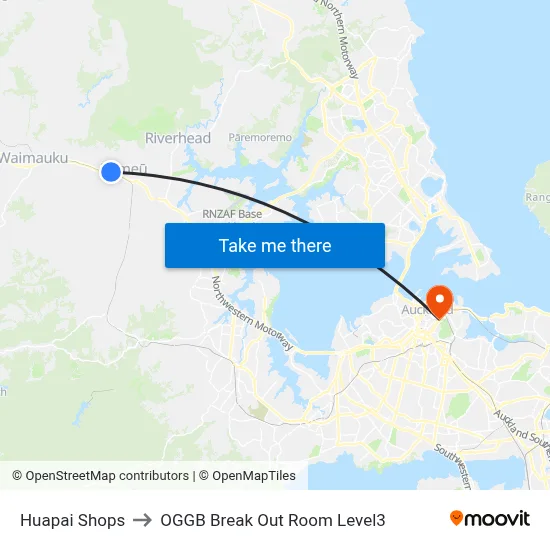 Huapai Shops to OGGB Break Out Room Level3 map