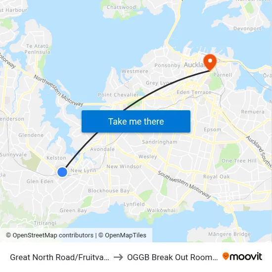 Great North Road/Fruitvale Road to OGGB Break Out Room Level3 map