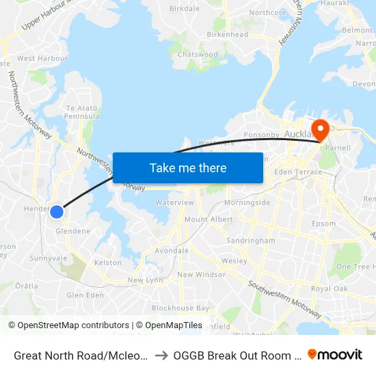 Great North Road/Mcleod Road to OGGB Break Out Room Level3 map