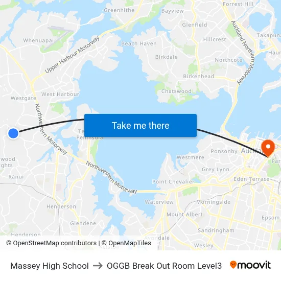 Massey High School to OGGB Break Out Room Level3 map