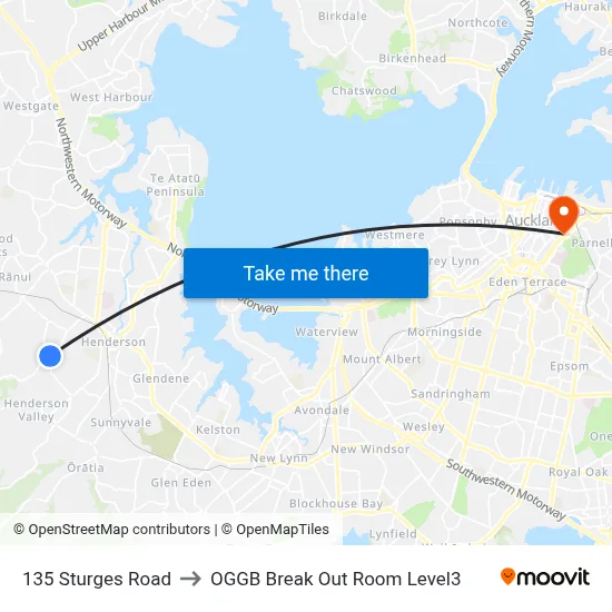 135 Sturges Road to OGGB Break Out Room Level3 map