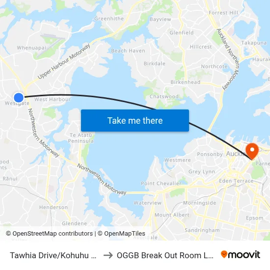 Tawhia Drive/Kohuhu Lane to OGGB Break Out Room Level3 map