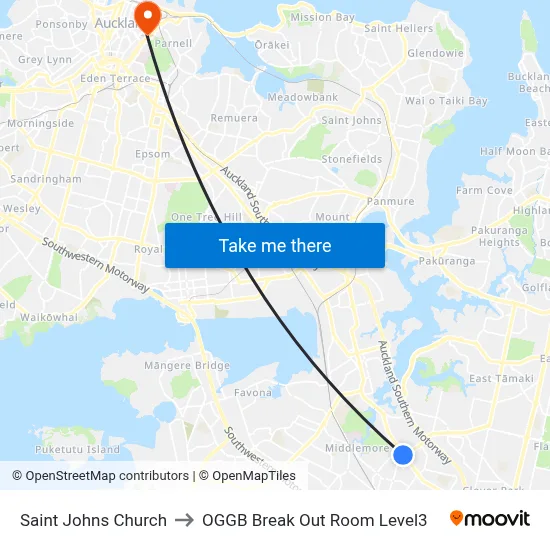Saint Johns Church to OGGB Break Out Room Level3 map