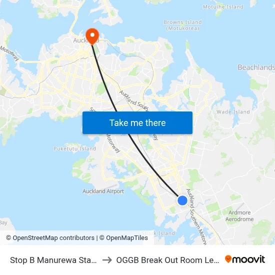 Stop B Manurewa Station to OGGB Break Out Room Level3 map