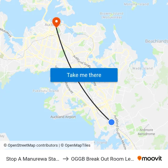 Stop A Manurewa Station to OGGB Break Out Room Level3 map