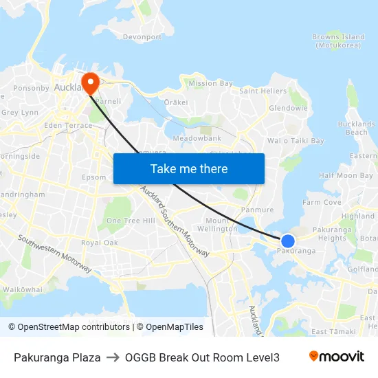 Pakuranga Plaza to OGGB Break Out Room Level3 map