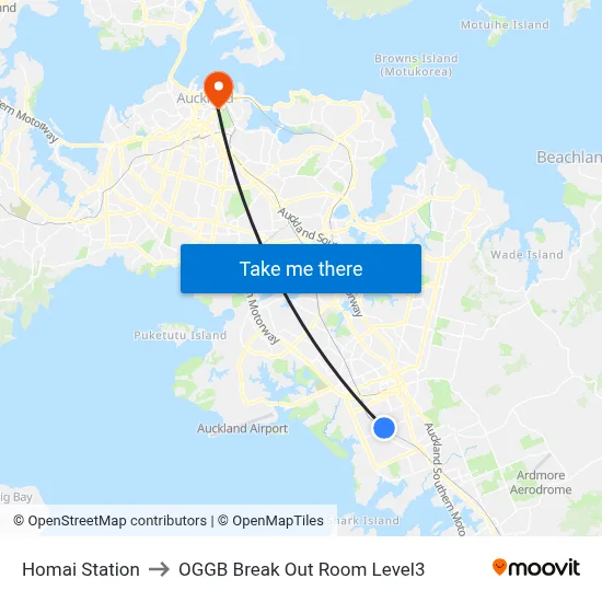 Homai Station to OGGB Break Out Room Level3 map