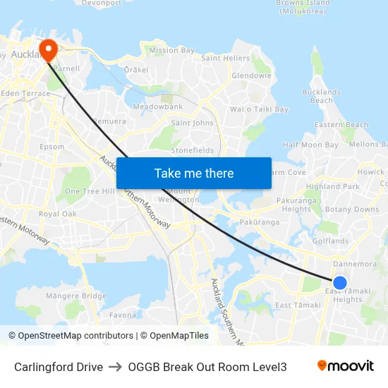 Carlingford Drive to OGGB Break Out Room Level3 map