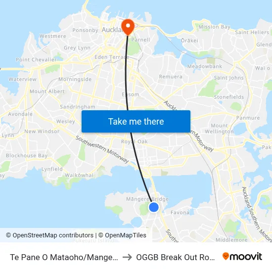 Te Pane O Mataoho/Mangere Mountain to OGGB Break Out Room Level3 map